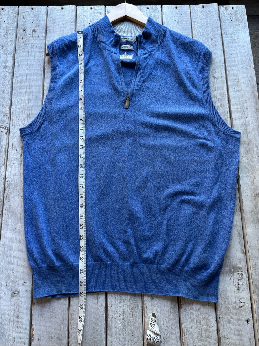 Peter Millar Cotton Cashmere Quarter Zip Sweater Vest Men’s Large Blue - Picture 3 of 9
